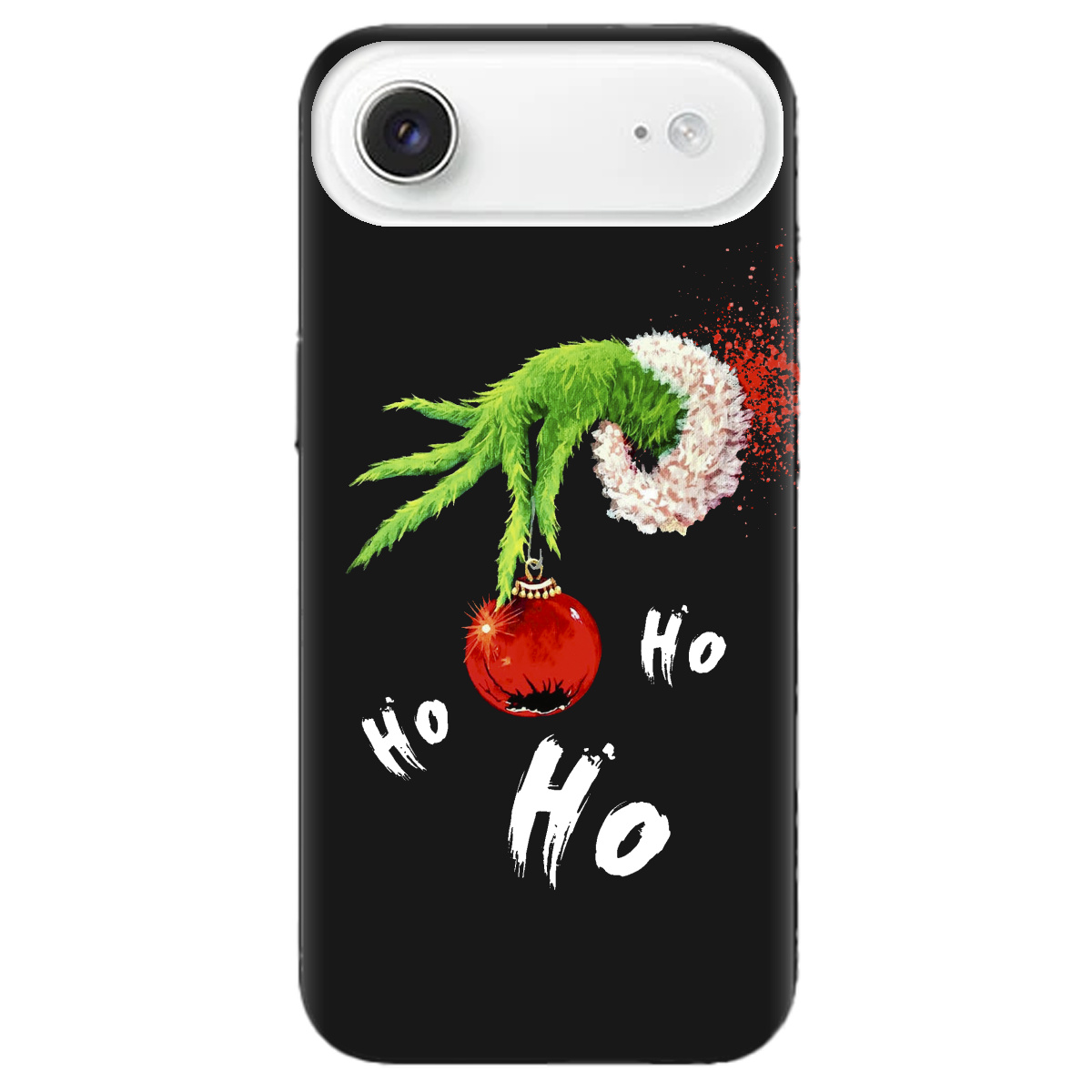Чехол для Apple iPhone 17 Air черный матовый soft touch Grinch HO HO HO - фото 1 - Чехлы для телефонов
