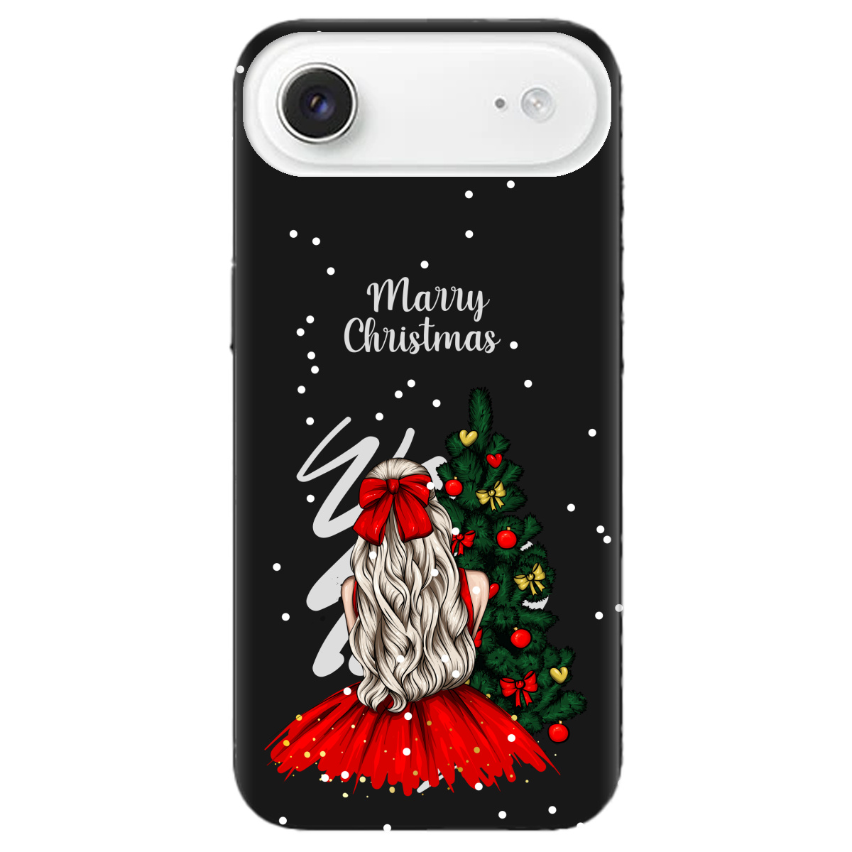 Чехол для Apple iPhone 17 Air черный матовый soft touch Beautiful christmas - фото 1 - Чехлы для телефонов
