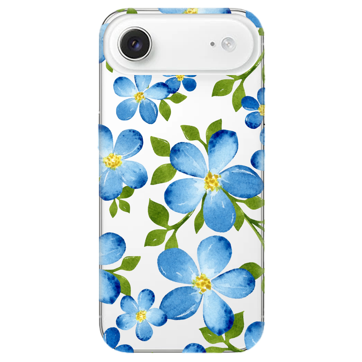 Чехол для Apple iPhone 17 Air прозрачный Flowers blue - фото 1 - Чехлы для телефонов