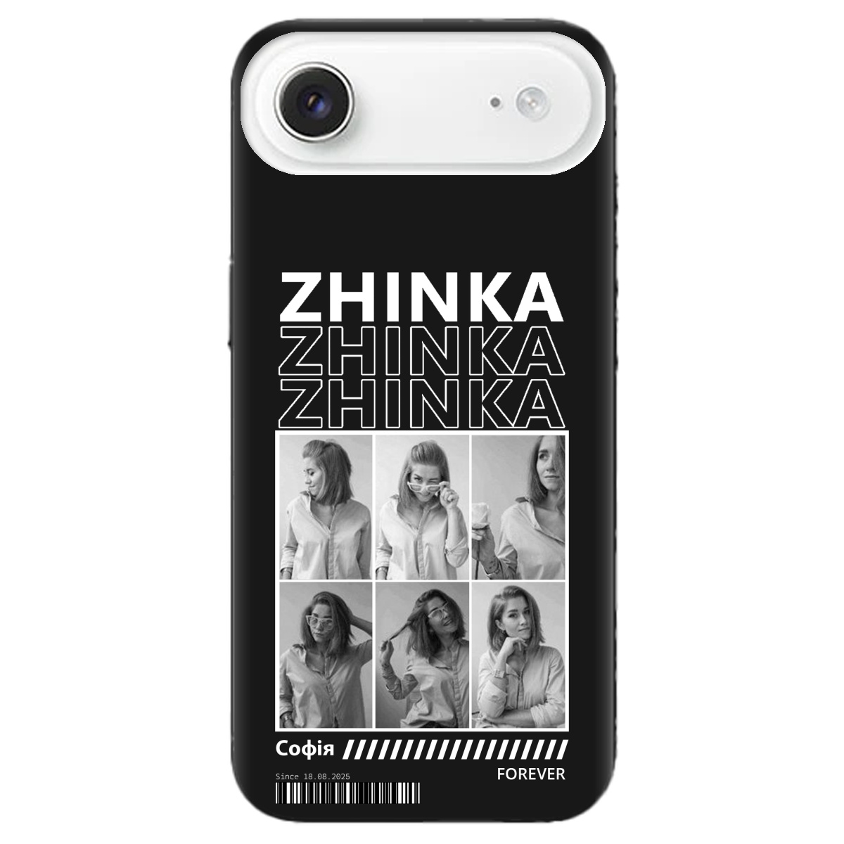 Чехол для Apple iPhone 17 Air черный матовый soft touch Zhinka (с вашими фото) - фото 1 - Чехлы для телефонов