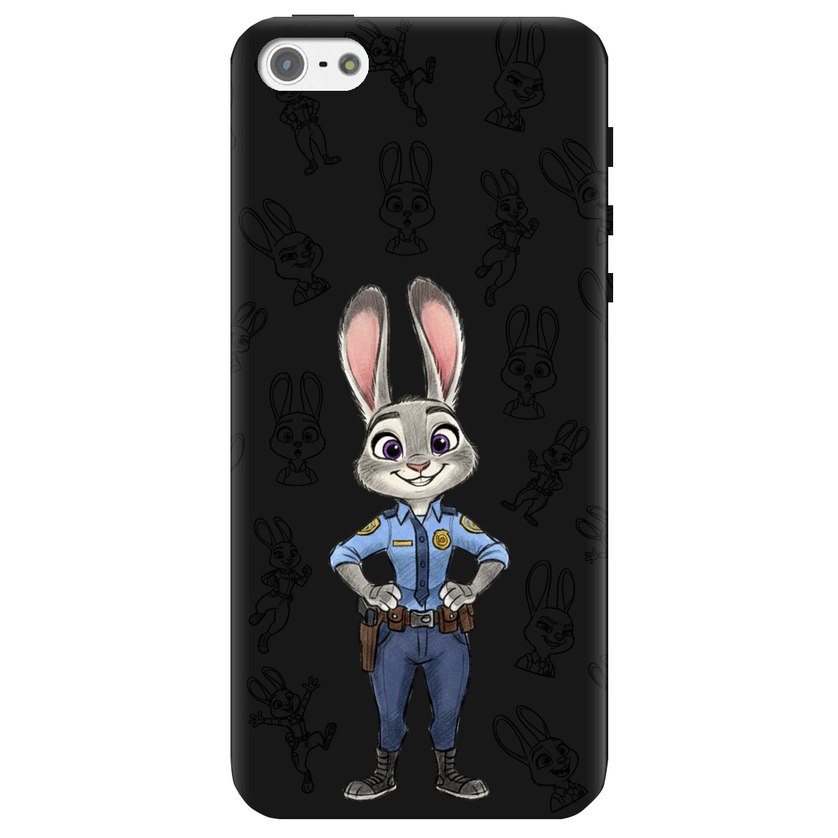 Чохол для Apple iPhone 5/5S чорний матовий soft touch Зоотрополіс Джуді Judy - фото 1 - Чохли для телефонів