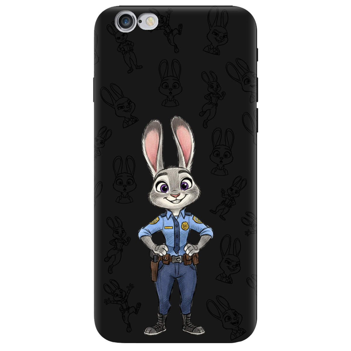 Чехол для Apple iPhone 6 / 6S черный матовый soft touch Зоотрополис Джуди Judy - фото 1 - Чехлы для телефонов