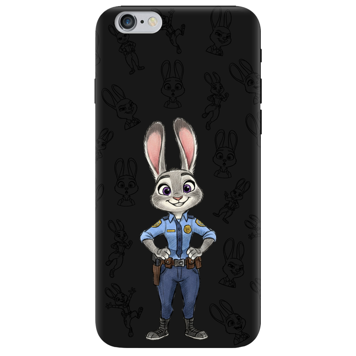 Чехол для Apple iPhone 6 Plus / 6S Plus черный матовый soft touch Зоотрополис Джуди Judy - фото 1 - Чехлы для телефонов