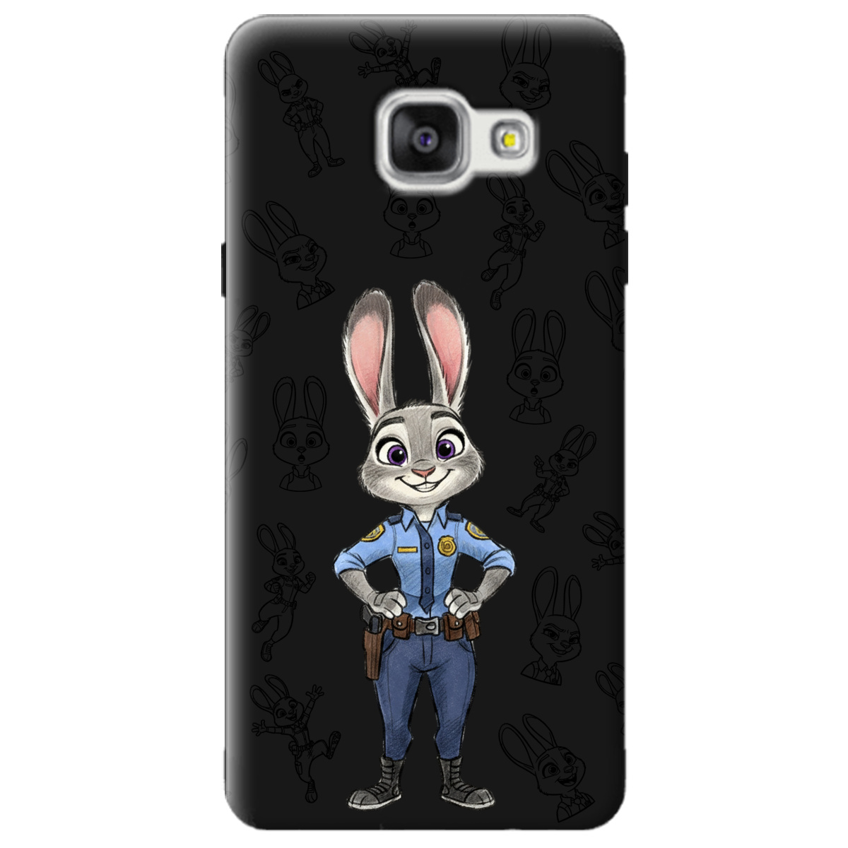 Чехол для Samsung Galaxy A5 2016 черный матовый soft touch Зоотрополис Джуди Judy - фото 1 - Чехлы для телефонов