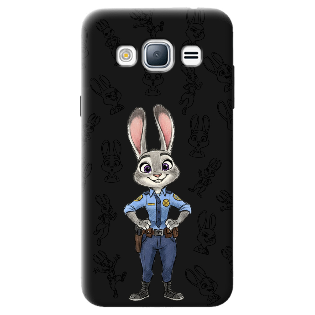 Чехол для Samsung Galaxy J3 2016 черный матовый soft touch Зоотрополис Джуди Judy - фото 1 - Чехлы для телефонов