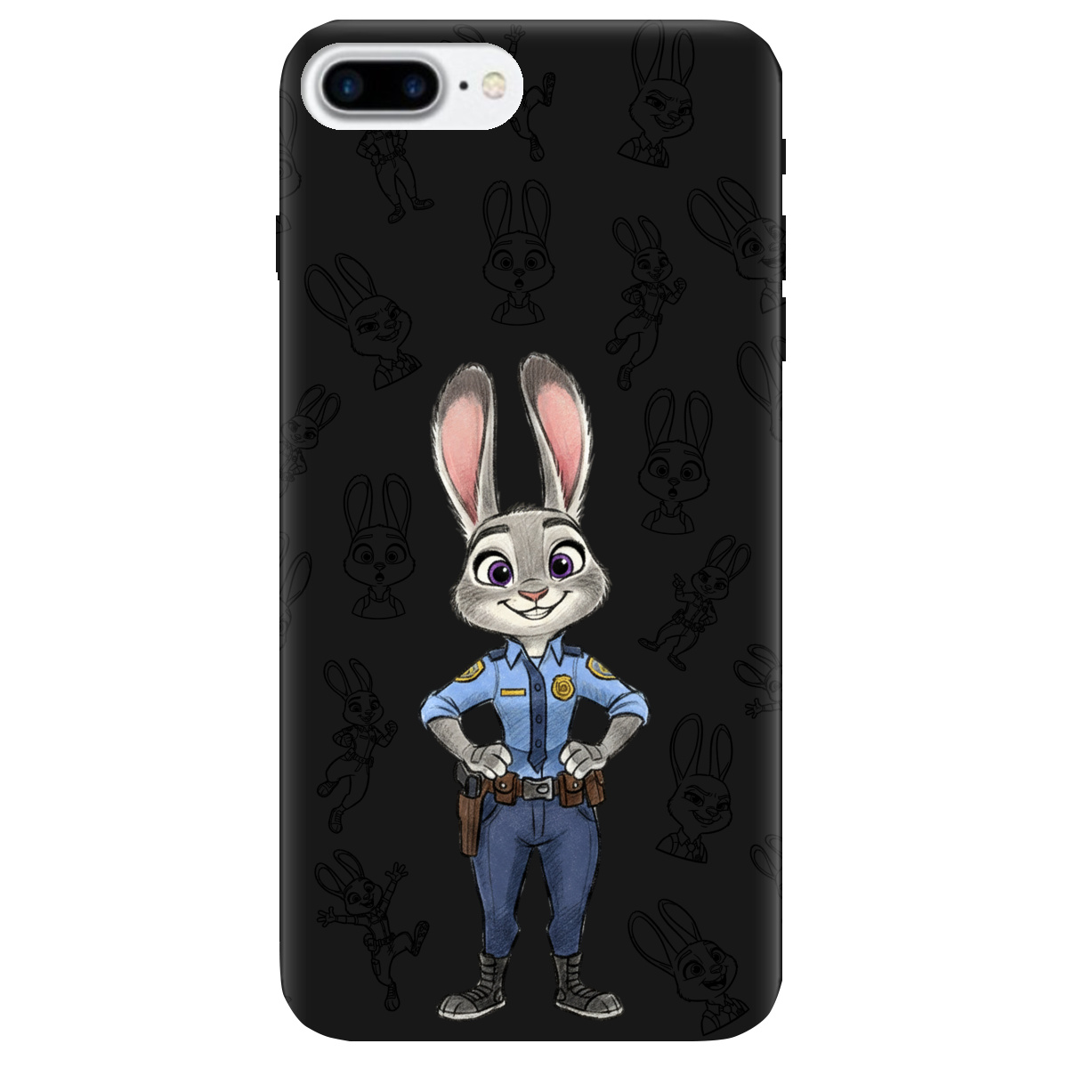 Чехол для Apple iPhone 7 Plus черный матовый soft touch Зоотрополис Джуди Judy - фото 1 - Чехлы для телефонов