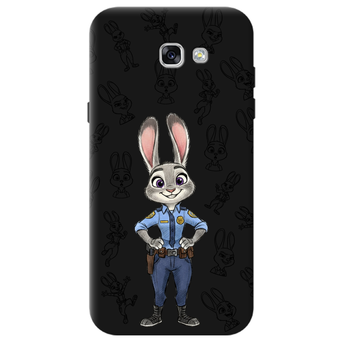 Чехол для Samsung Galaxy A7 2017 черный матовый soft touch Зоотрополис Джуди Judy - фото 1 - Чехлы для телефонов