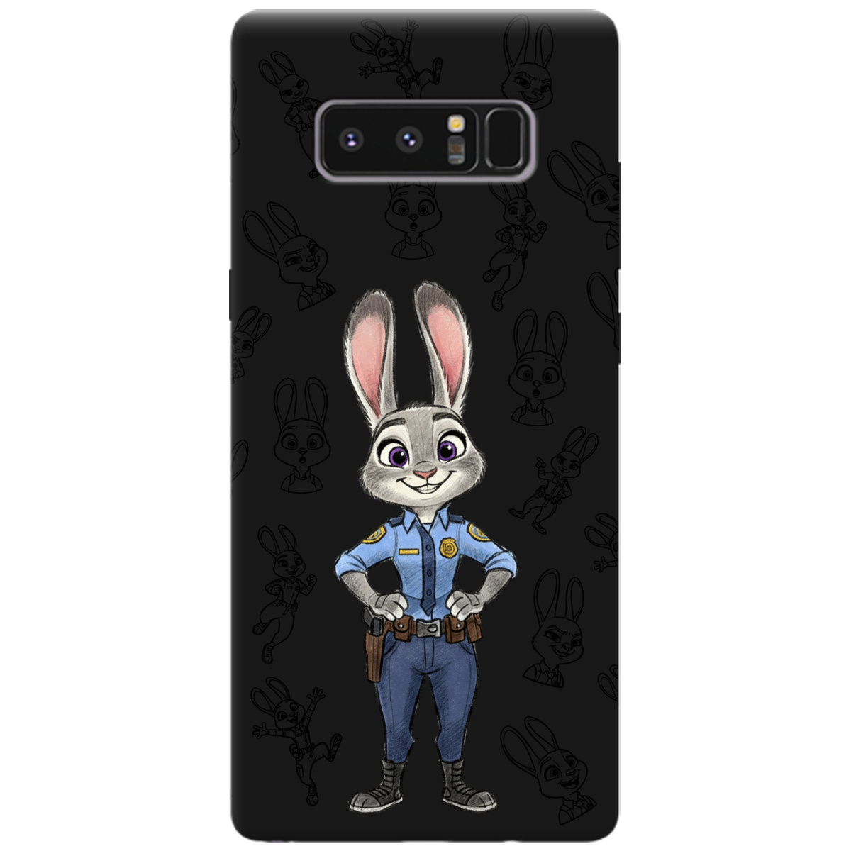 Чехол для Samsung Galaxy Note 8 черный матовый soft touch Зоотрополис Джуди Judy - фото 1 - Чехлы для телефонов