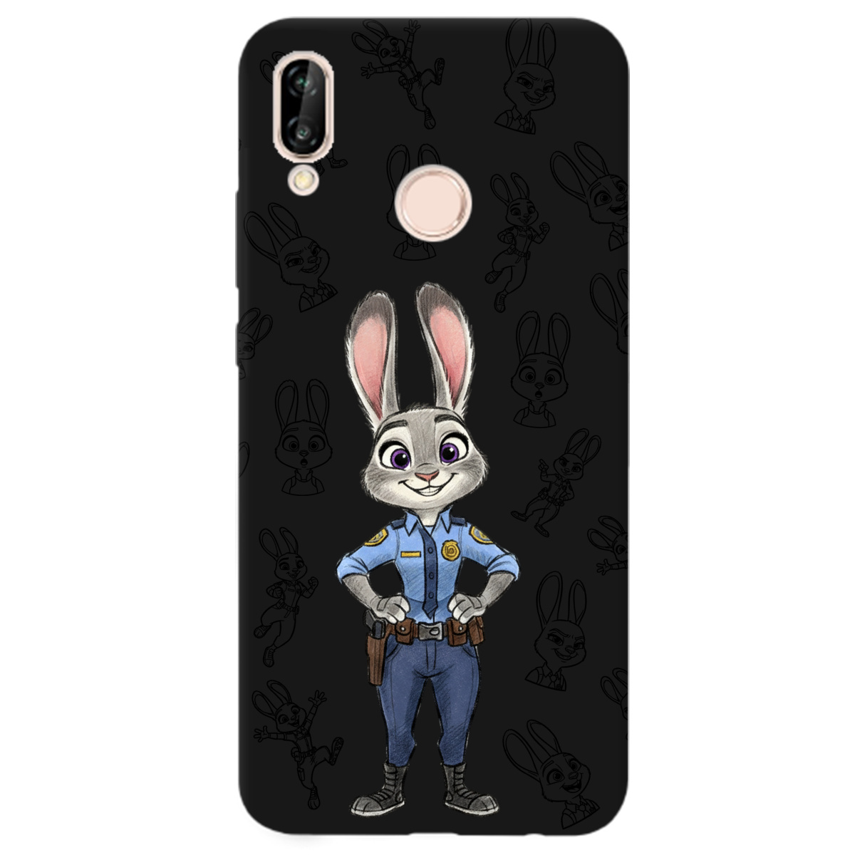 Чохол для Huawei P20 Lite чорний матовий soft touch Зоотрополіс Джуді Judy - фото 1 - Чохли для телефонів