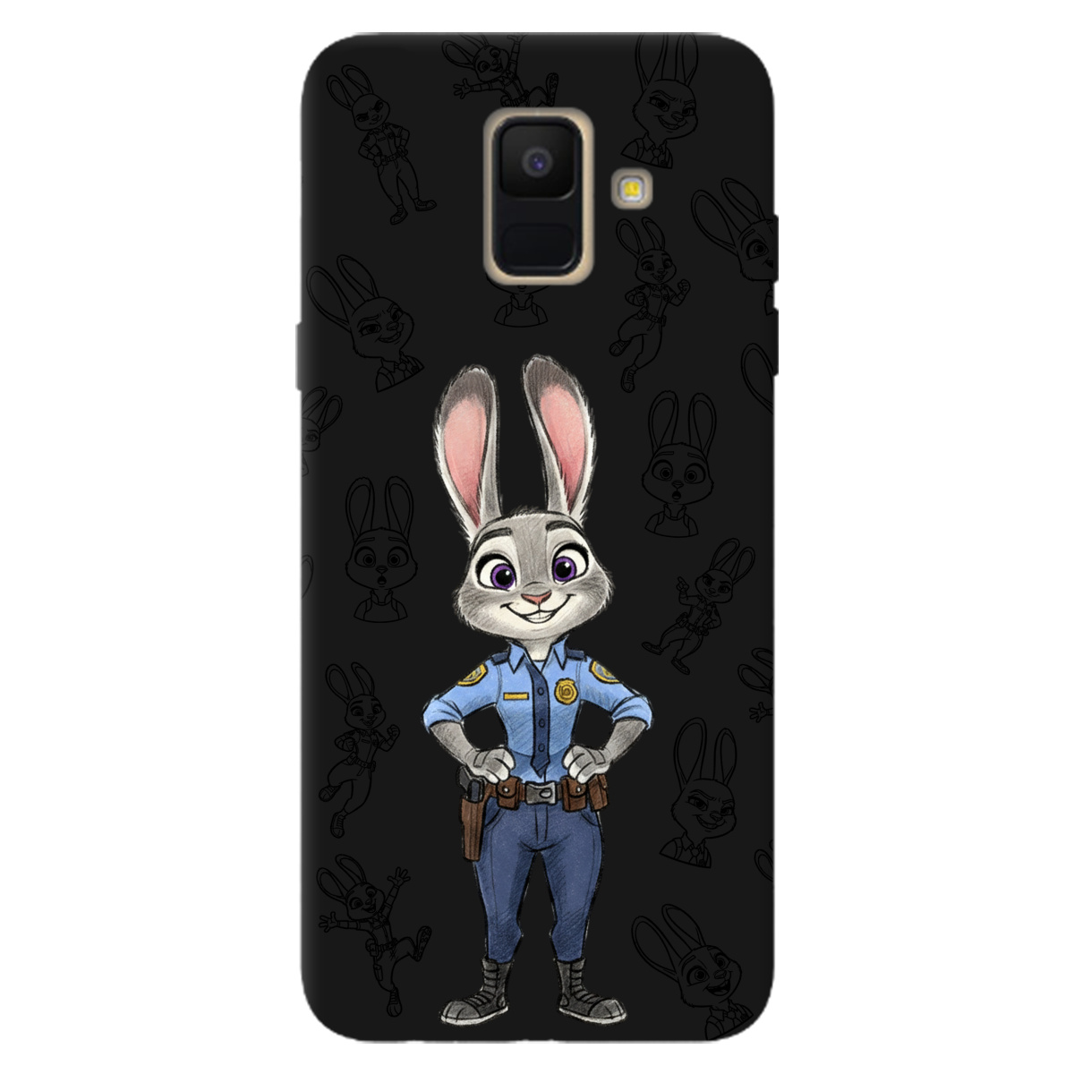 Чехол для Samsung Galaxy A6 2018 черный матовый soft touch Зоотрополис Джуди Judy - фото 1 - Чехлы для телефонов
