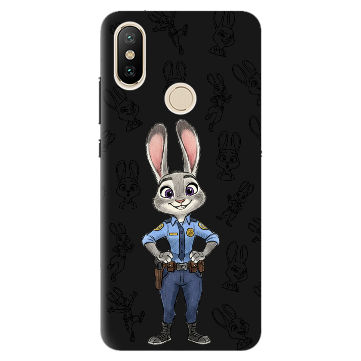 Чехол для Xiaomi Mi A2 Lite черный матовый soft touch Зоотрополис Джуди Judy - фото 1 - Чехлы для телефонов