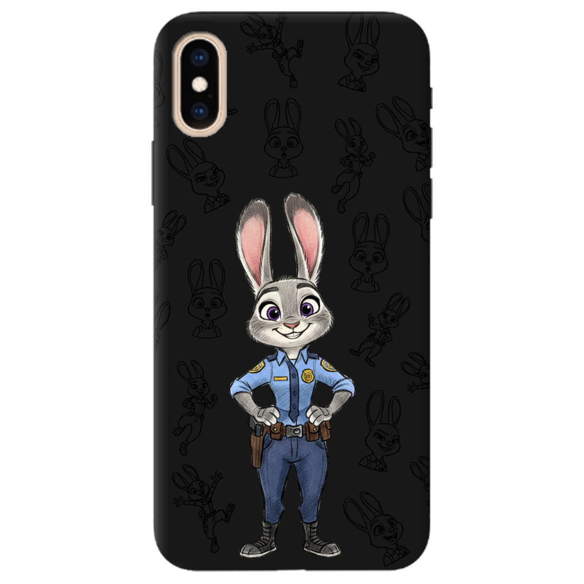 Чехол для Apple iPhone XS черный матовый soft touch Зоотрополис Джуди Judy - фото 1 - Чехлы для телефонов