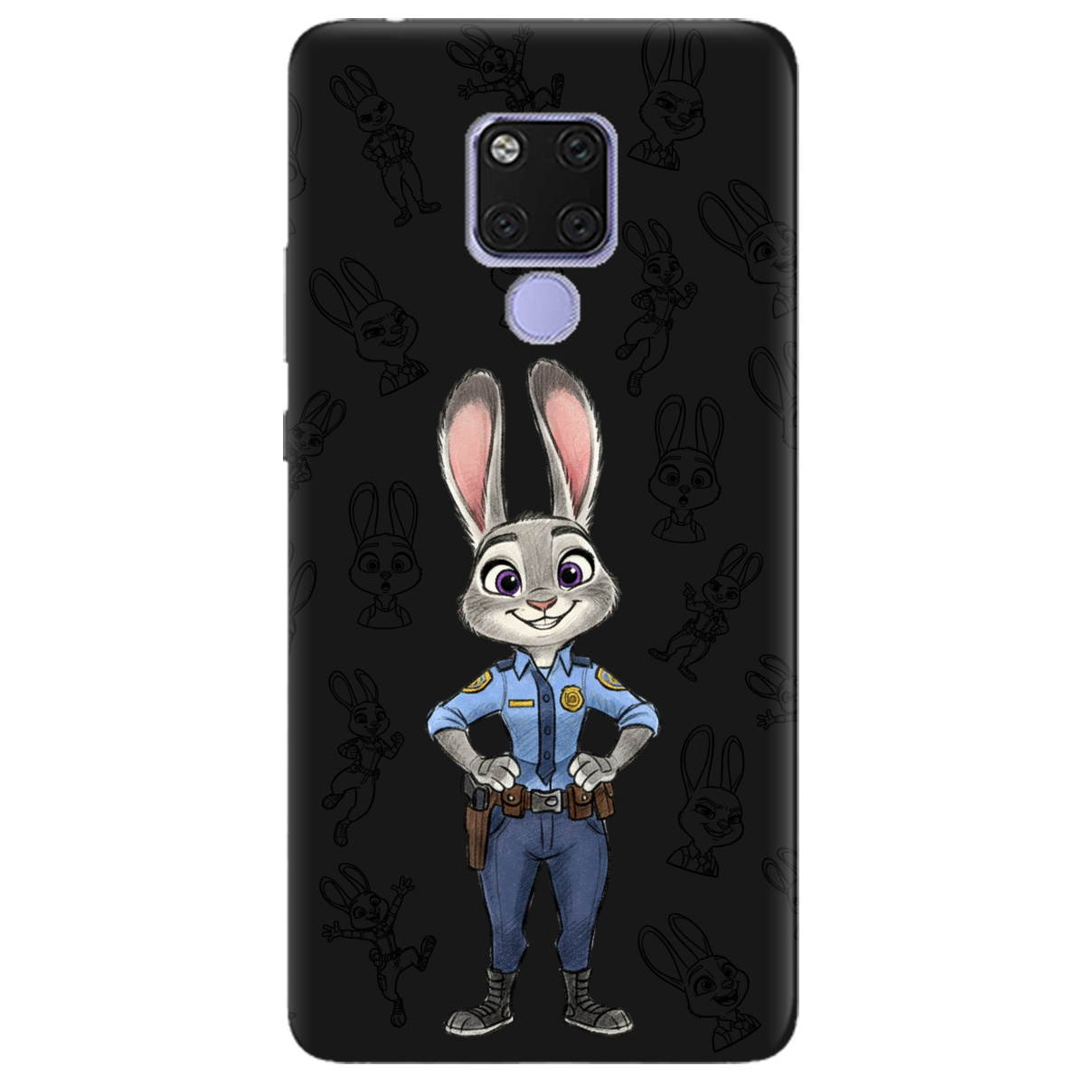 Чехол для Huawei Mate 20 черный матовый soft touch Зоотрополис Джуди Judy - фото 1 - Чехлы для телефонов