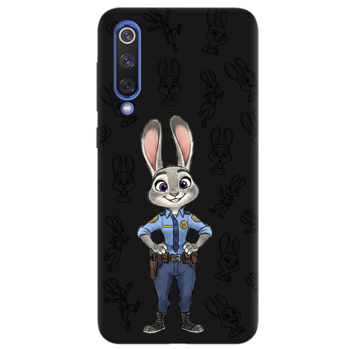 Чехол для Xiaomi Mi 9 черный матовый soft touch Зоотрополис Джуди Judy - фото 1 - Чехлы для телефонов
