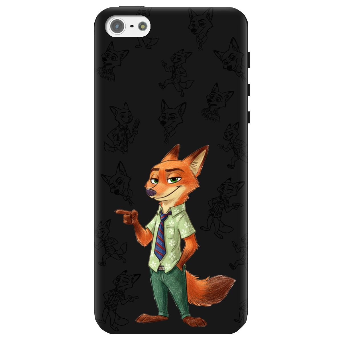 Чохол для Apple iPhone 5/5S чорний матовий soft touch Зоотрополіс Нік Nick - фото 1 - Чохли для телефонів
