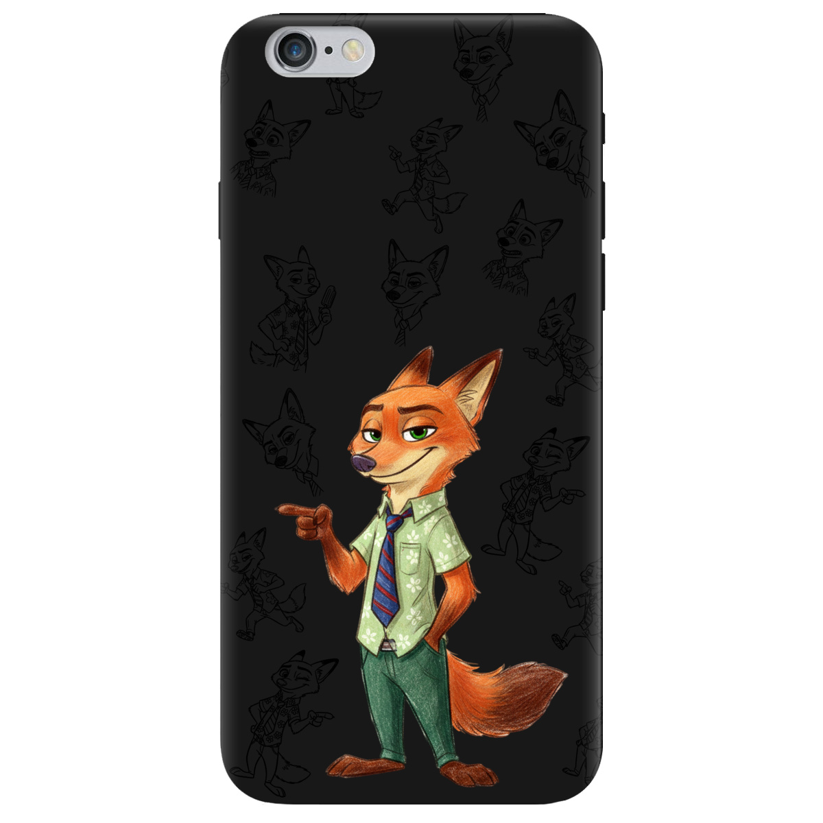 Чехол для Apple iPhone 6 Plus / 6S Plus черный матовый soft touch Зоотрополис Ник Nick - фото 1 - Чехлы для телефонов