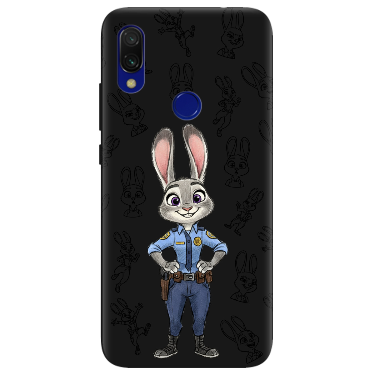 Чехол для Xiaomi Redmi 7 черный матовый soft touch Зоотрополис Джуди Judy - фото 1 - Чехлы для телефонов