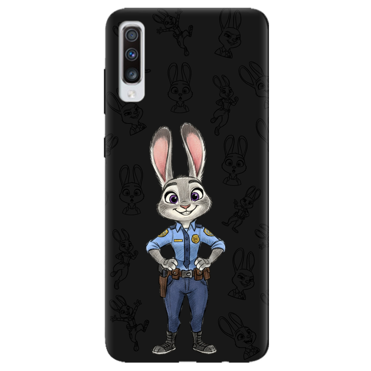 Чехол для Samsung Galaxy A70 черный матовый soft touch Зоотрополис Джуди Judy - фото 1 - Чехлы для телефонов