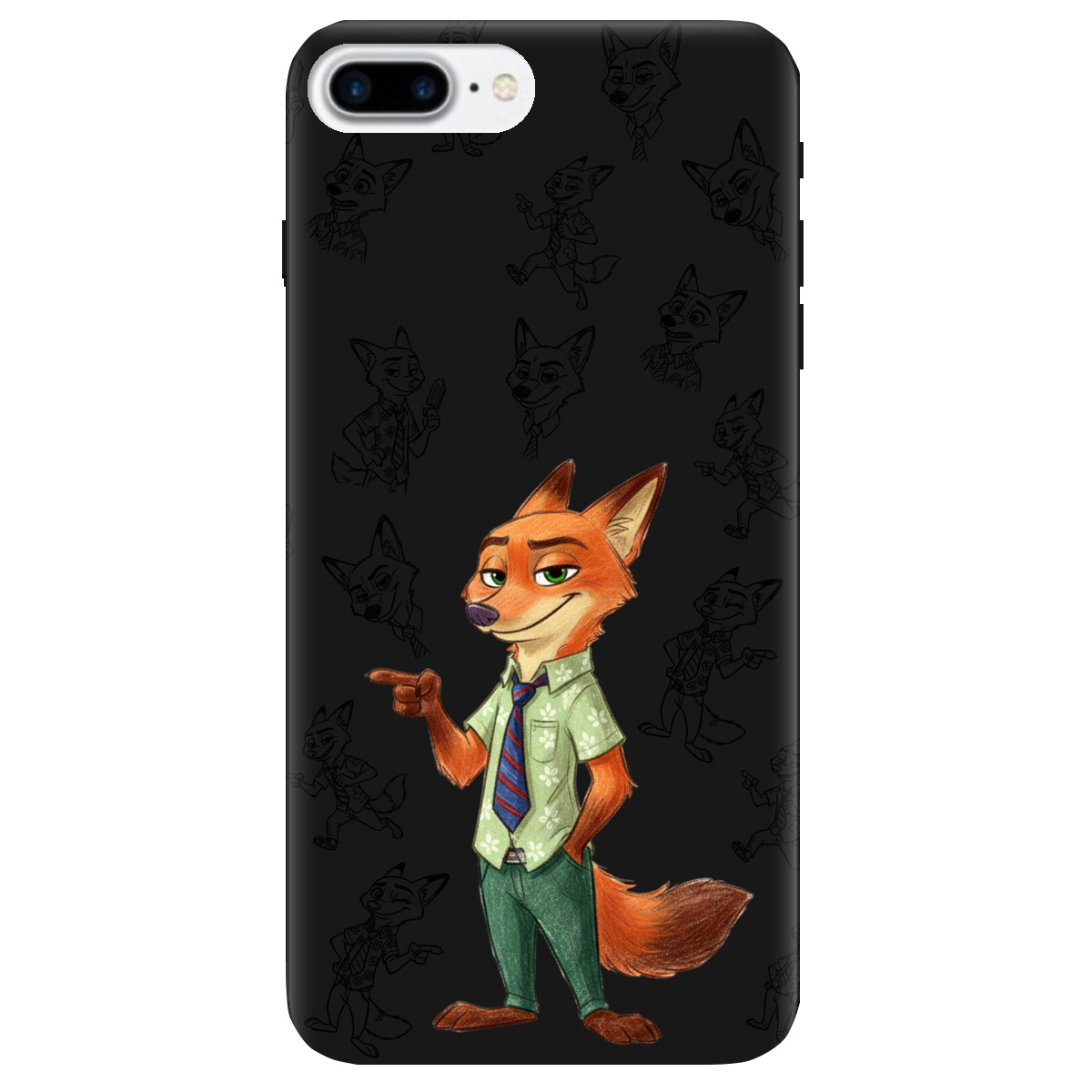 Чохол для Apple iPhone 7 Plus чорний матовий soft touch Зоотрополіс Нік Nick - фото 1 - Чохли для телефонів