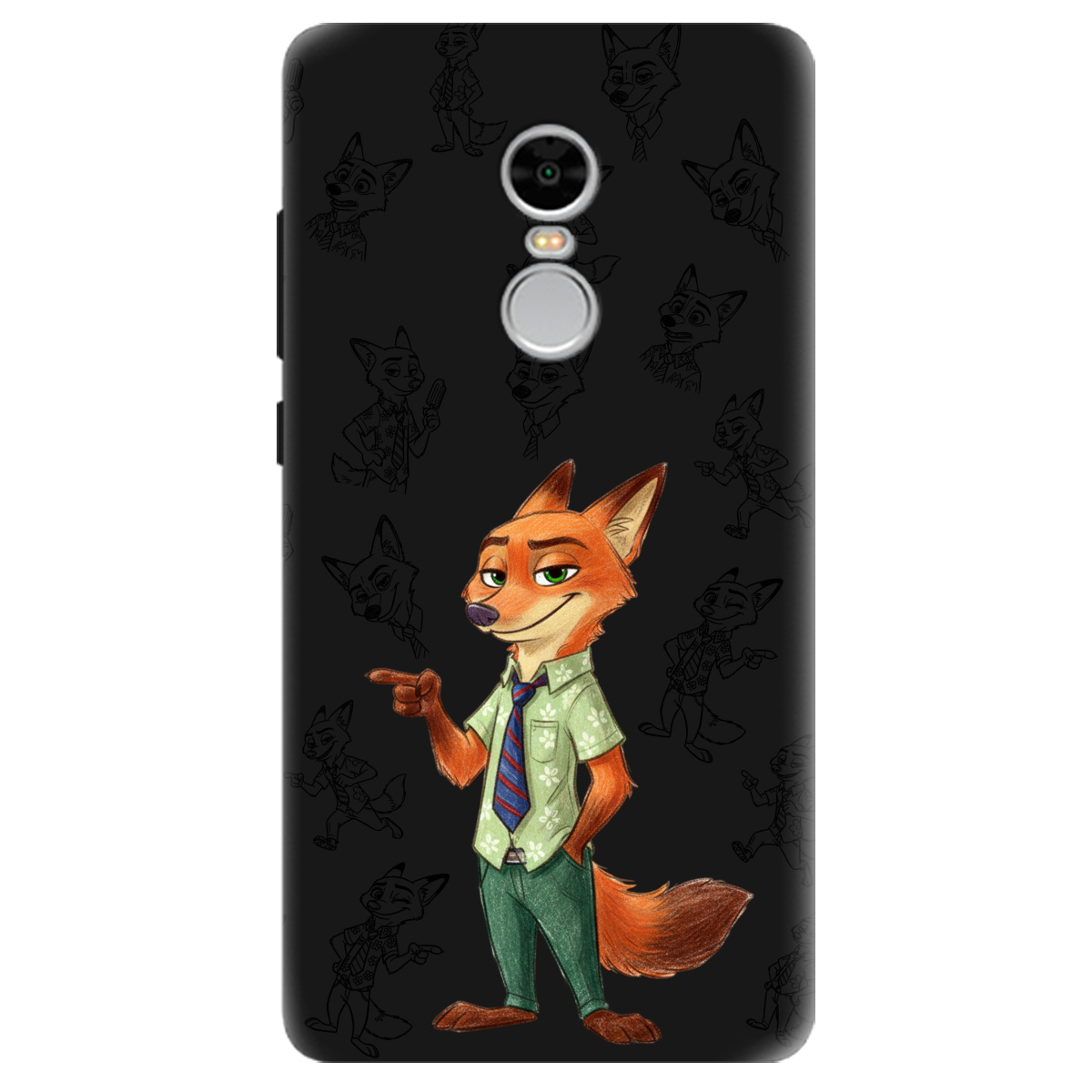 Чехол для Xiaomi Redmi Note 4 черный матовый soft touch Зоотрополис Ник Nick - фото 1 - Чехлы для телефонов