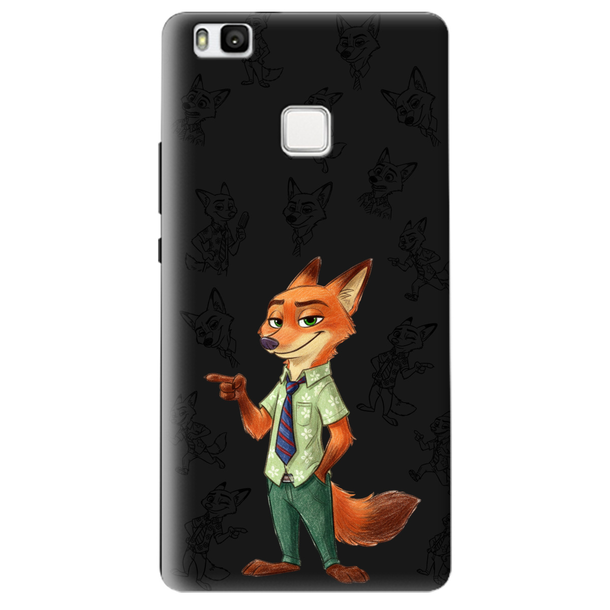 Чохол для Huawei P9 Lite чорний матовий soft touch Зоотрополіс Нік Nick - фото 1 - Чохли для телефонів