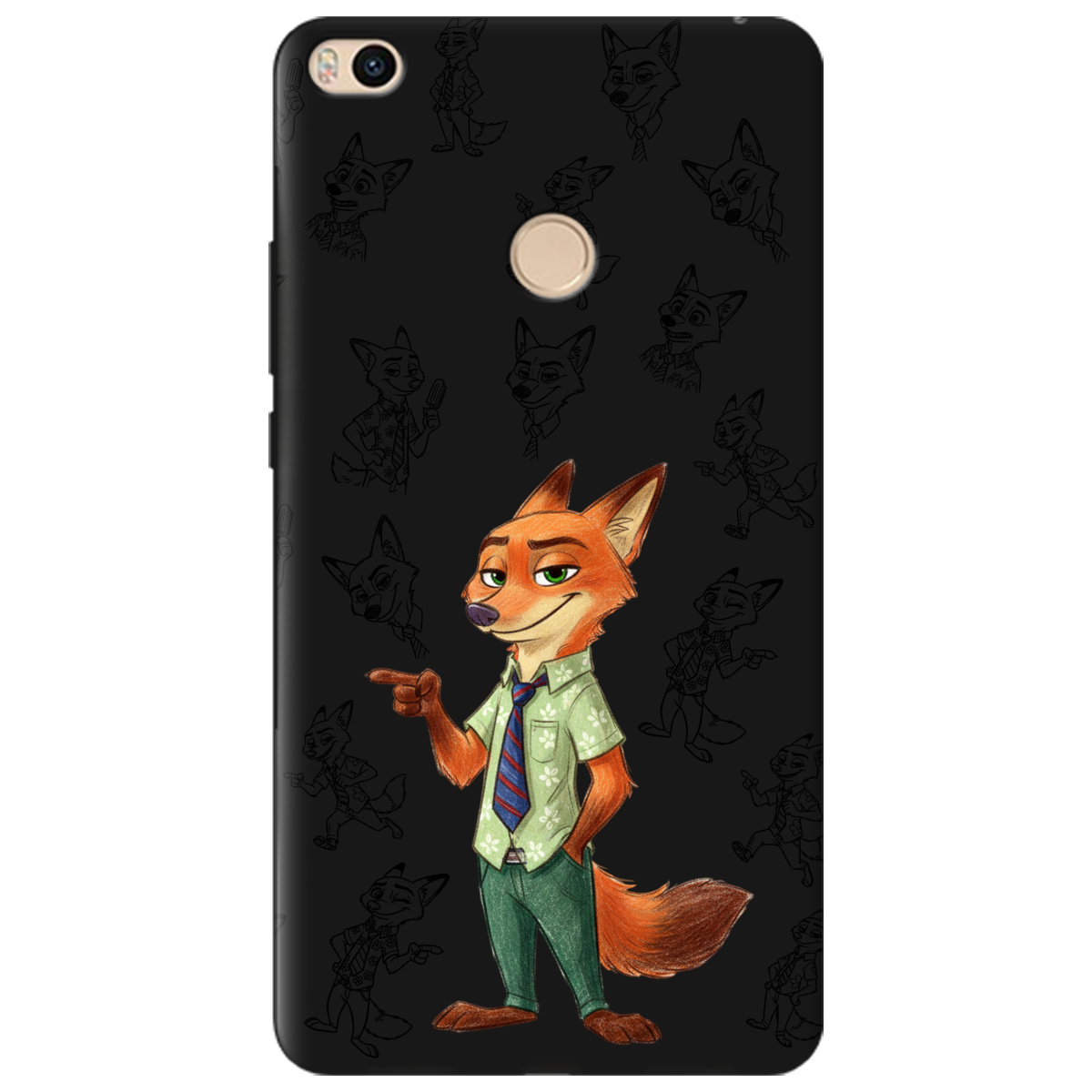 Чохол для Xiaomi Mi Max 2 чорний матовий soft touch Зоотрополіс Нік Nick - фото 1 - Чохли для телефонів