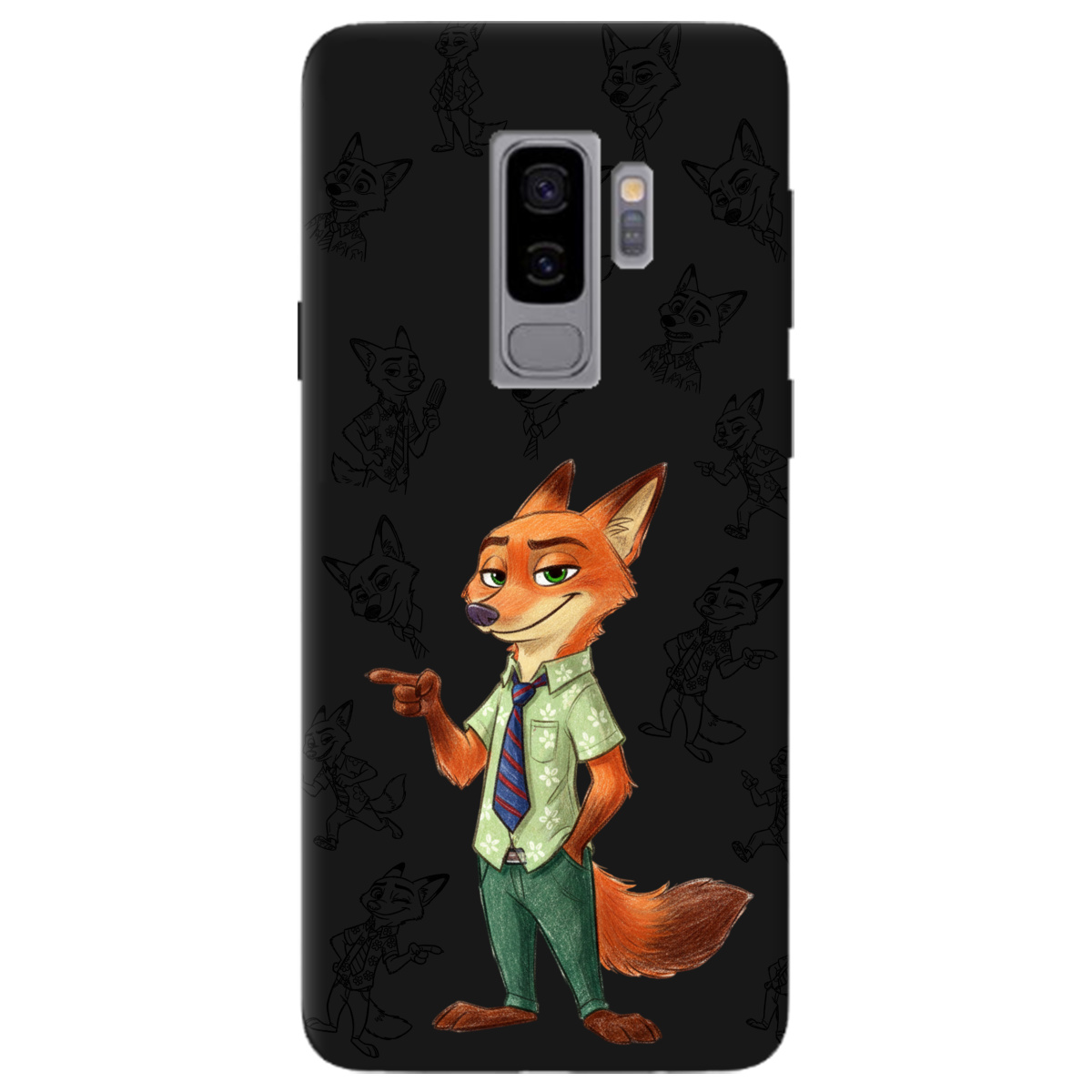 Чехол для Samsung Galaxy S9 Plus черный матовый soft touch Зоотрополис Ник Nick - фото 1 - Чехлы для телефонов
