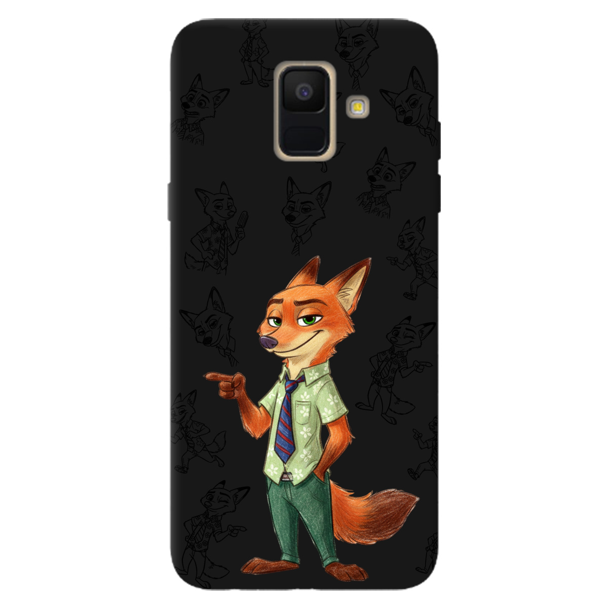 Чохол для Samsung Galaxy A6 2018 чорний матовий soft touch Зоотрополіс Нік Nick - фото 1 - Чохли для телефонів