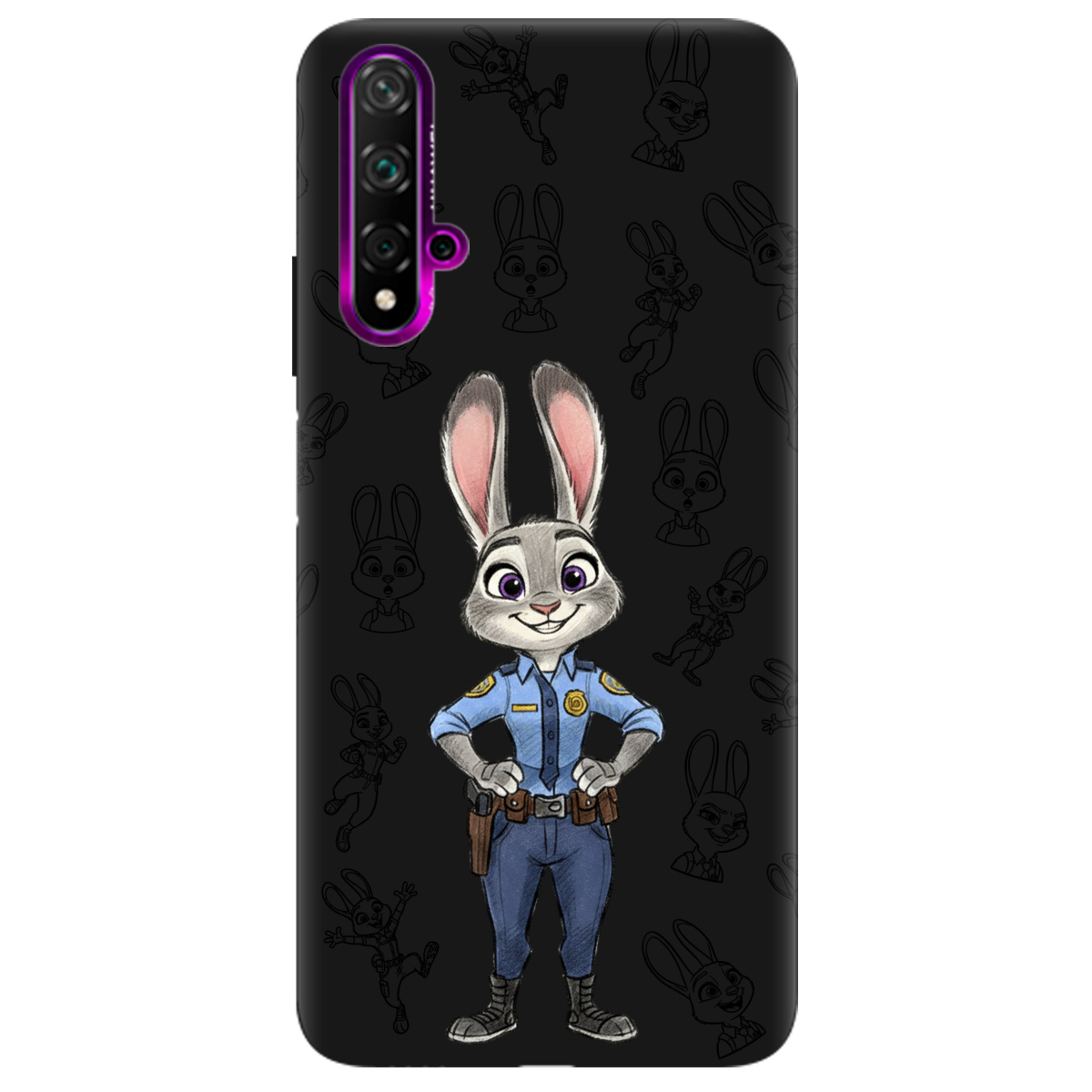 Чохол для Huawei Nova 5T чорний матовий soft touch Зоотрополіс Джуді Judy - фото 1 - Чохли для телефонів