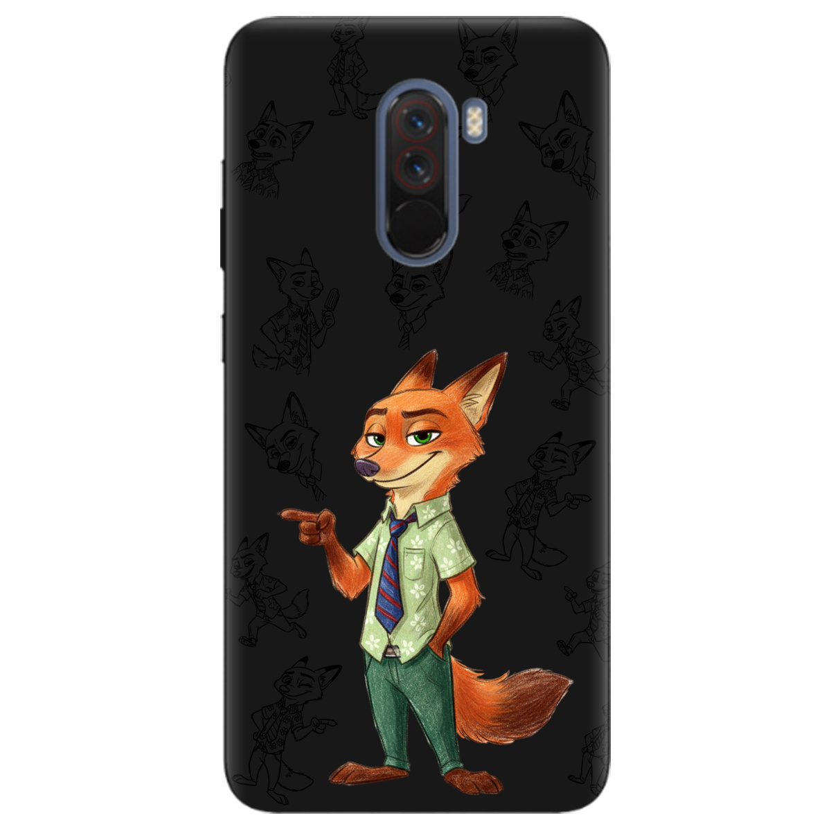 Чохол для Xiaomi Pocophone F1 чорний матовий soft touch Зоотрополіс Нік Nick - фото 1 - Чохли для телефонів