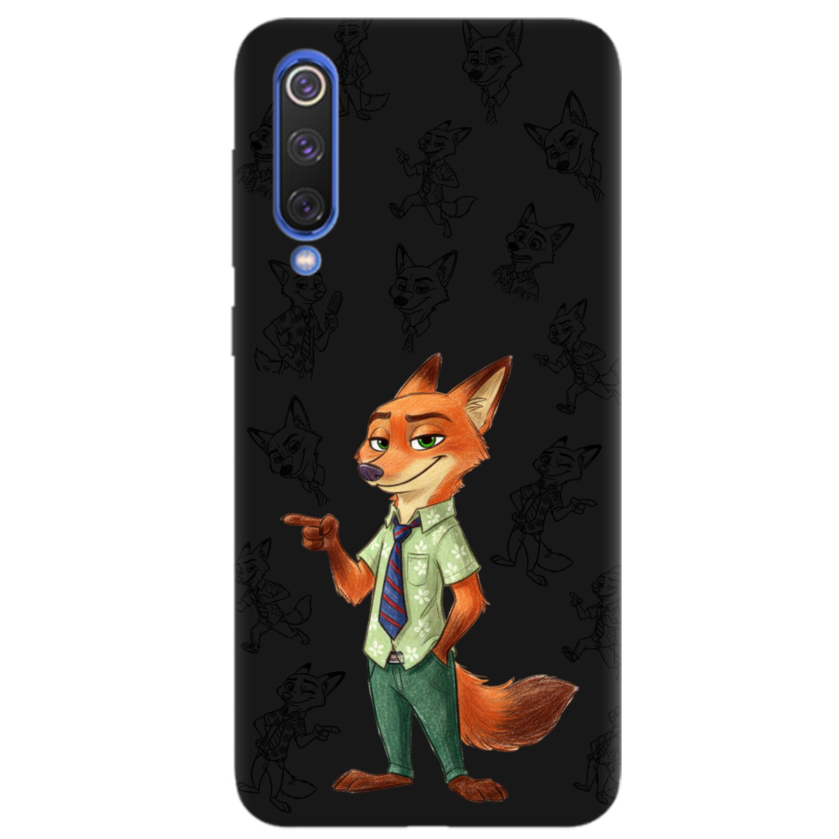 Чехол для Xiaomi Mi 9 черный матовый soft touch Зоотрополис Ник Nick - фото 1 - Чехлы для телефонов