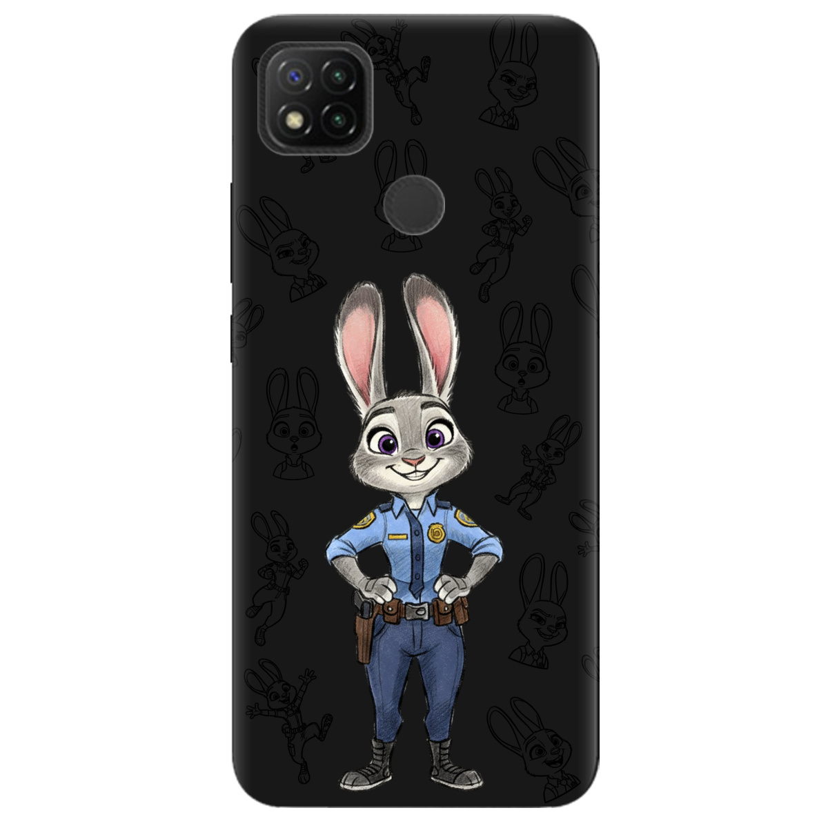 Чехол для Xiaomi Redmi 9C черный матовый soft touch Зоотрополис Джуди Judy - фото 1 - Чехлы для телефонов