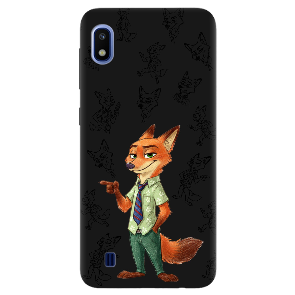 Чохол для Samsung Galaxy A10 чорний матовий soft touch Зоотрополіс Нік Nick - фото 1 - Чохли для телефонів