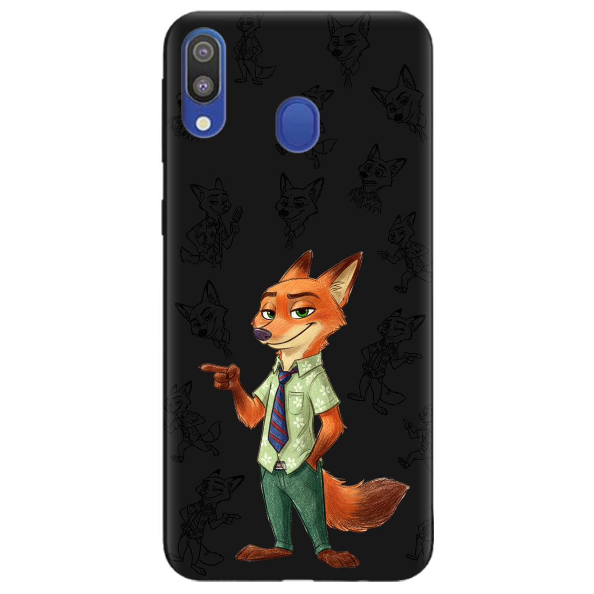 Чохол для Samsung Galaxy M20 чорний матовий soft touch Зоотрополіс Нік Nick - фото 1 - Чохли для телефонів