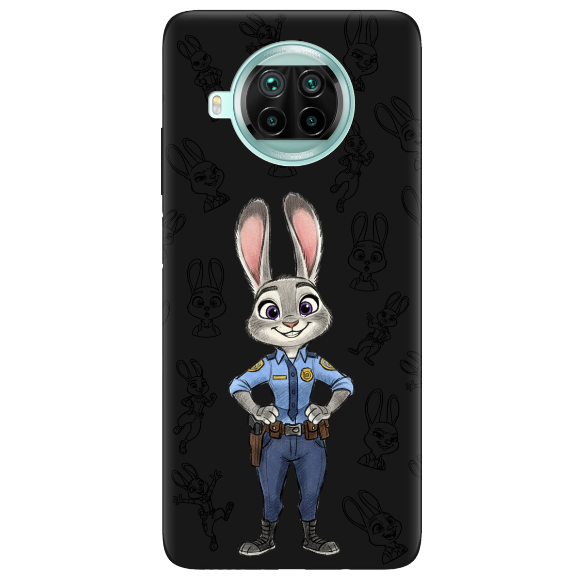 Чехол для Xiaomi Mi 10T Lite черный матовый soft touch Зоотрополис Джуди Judy - фото 1 - Чехлы для телефонов