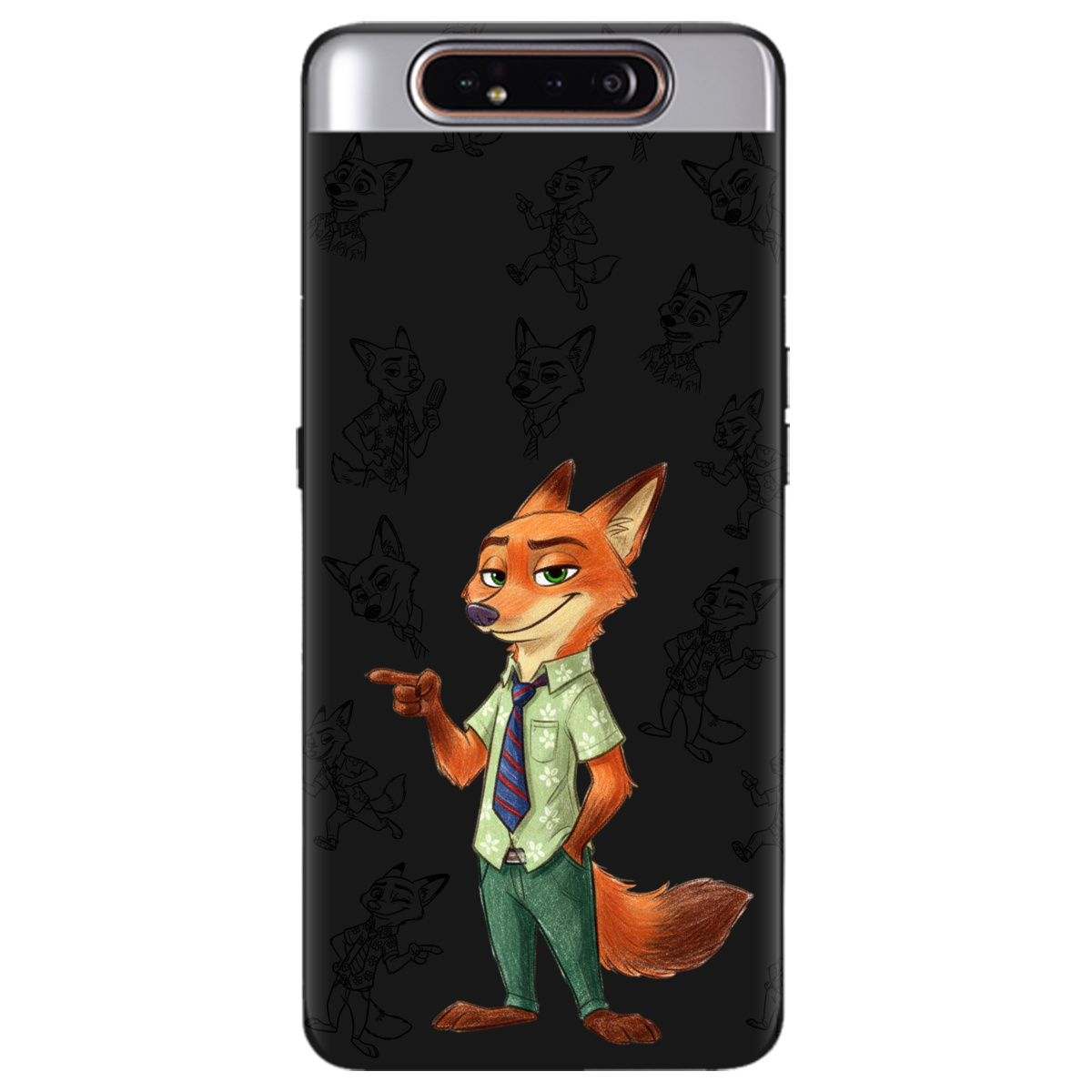 Чохол для Samsung Galaxy A80 чорний матовий soft touch Зоотрополіс Нік Nick - фото 1 - Чохли для телефонів