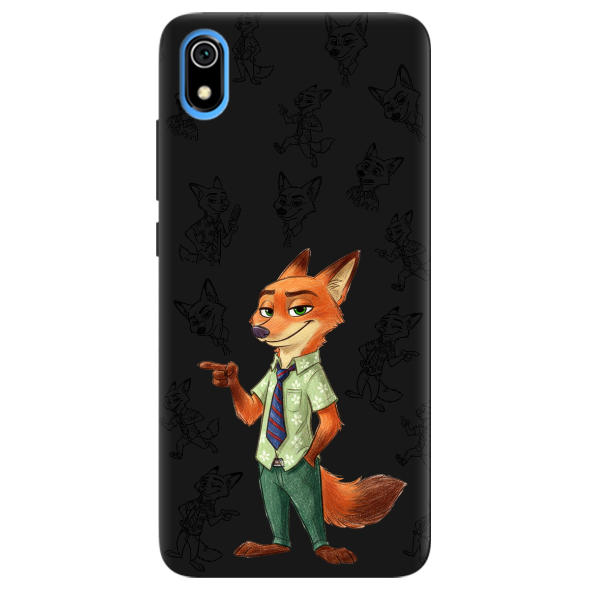 Чехол для Xiaomi Redmi 7A черный матовый soft touch Зоотрополис Ник Nick - фото 1 - Чехлы для телефонов