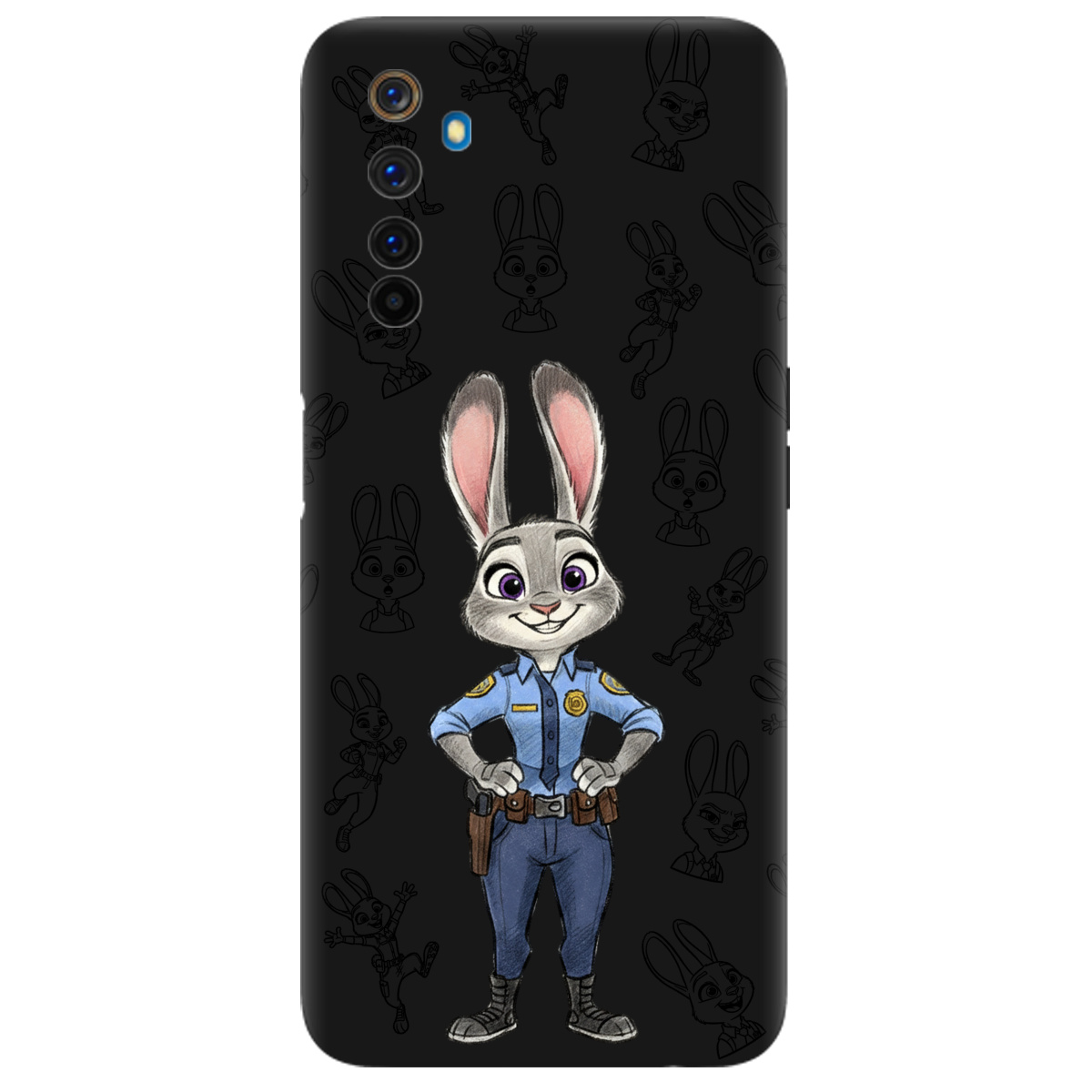 Чохол для Realme 6 Pro чорний матовий soft touch Зоотрополіс Джуді Judy - фото 1 - Чохли для телефонів