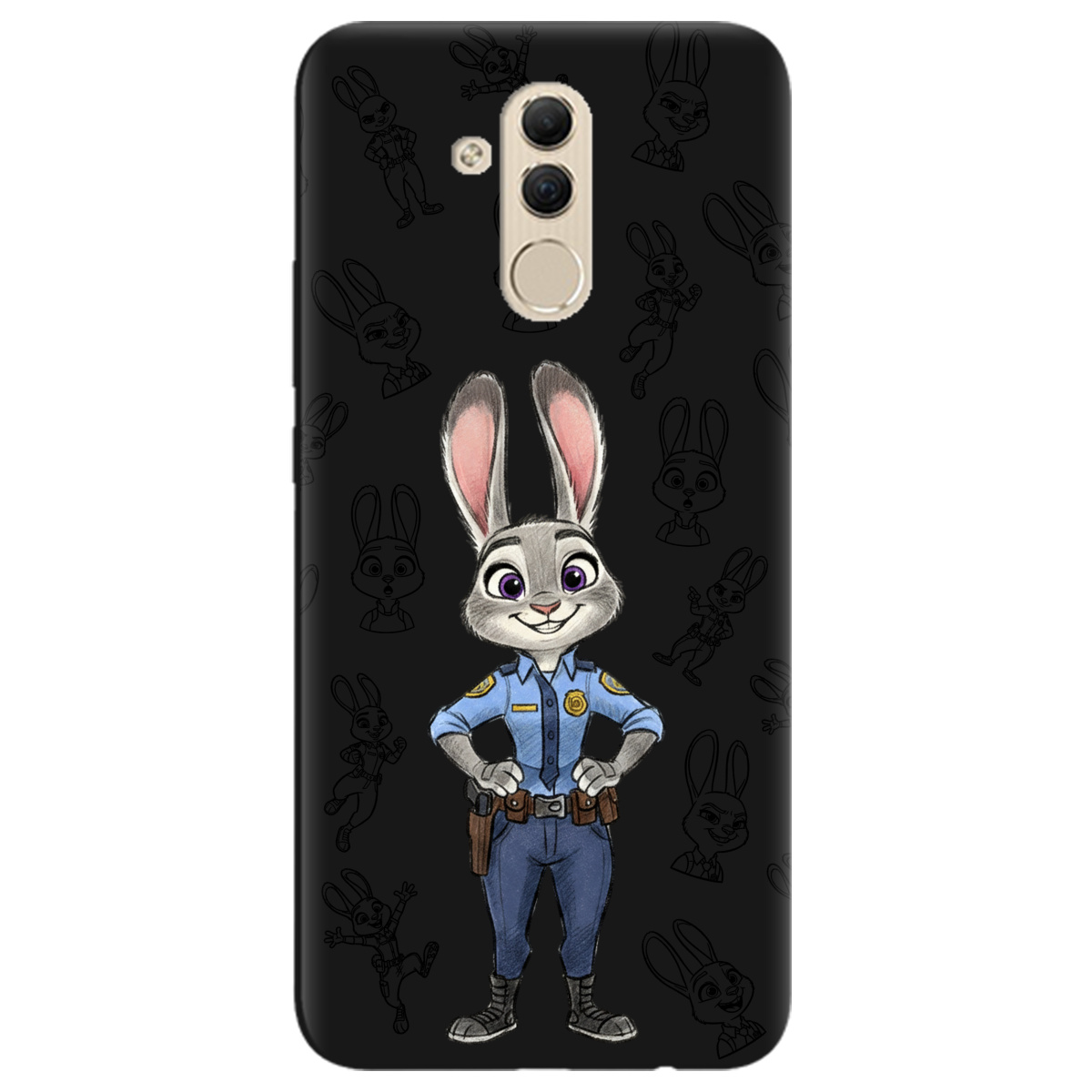 Чехол для Huawei Mate 20 Lite черный матовый soft touch Зоотрополис Джуди Judy - фото 1 - Чехлы для телефонов