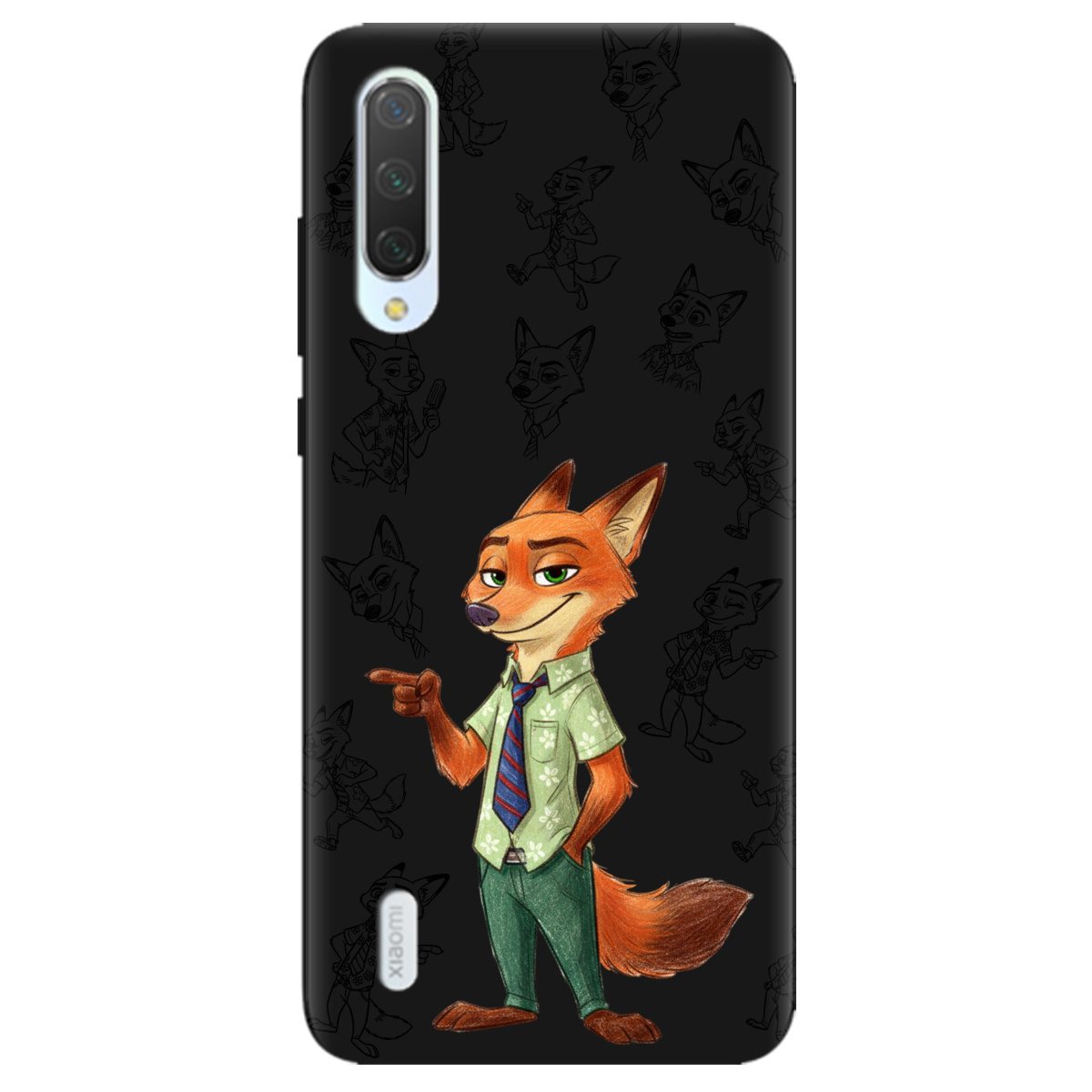 Чехол для Xiaomi Mi 9 Lite черный матовый soft touch Зоотрополис Ник Nick - фото 1 - Чехлы для телефонов