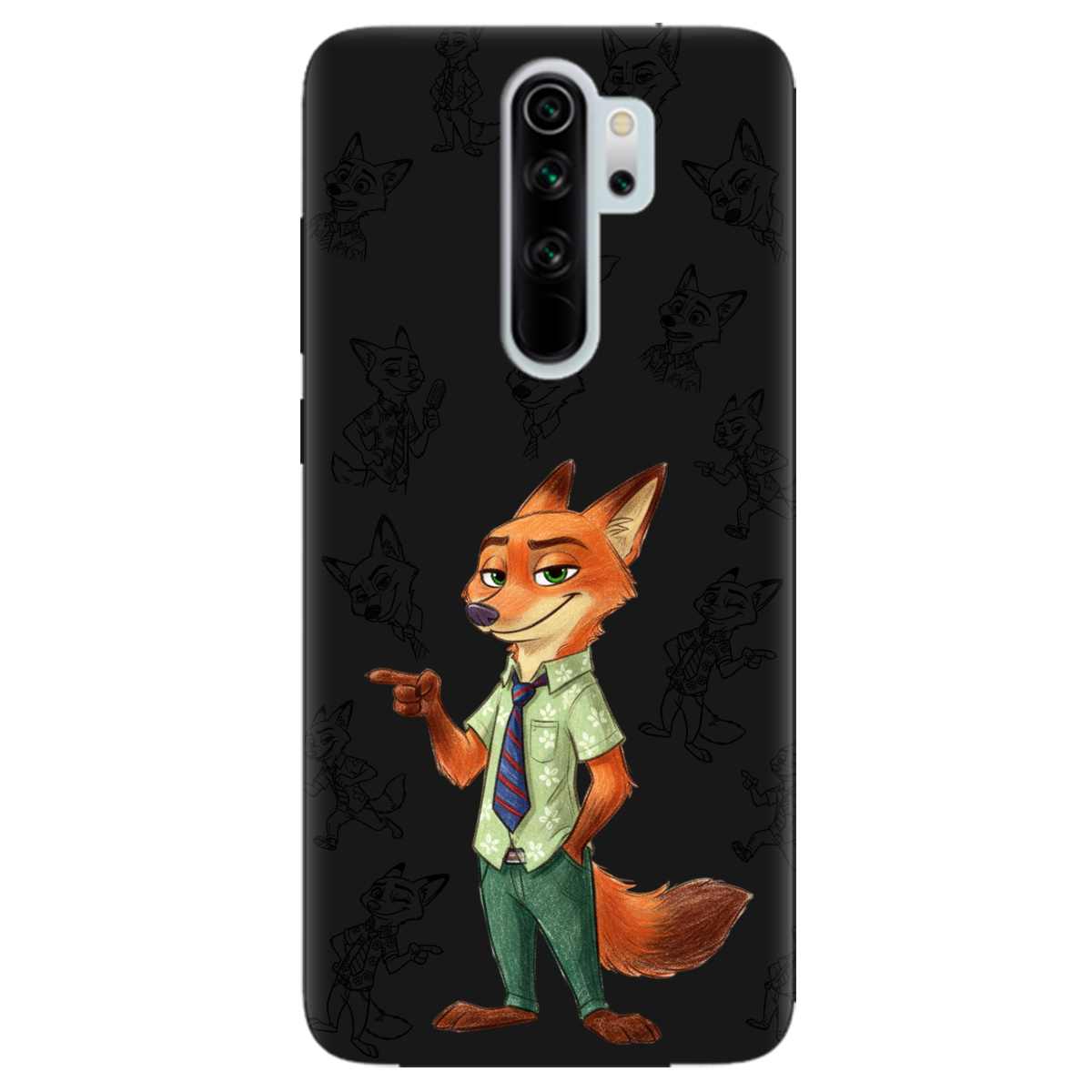 Чехол для Xiaomi Redmi Note 8 Pro черный матовый soft touch Зоотрополис Ник Nick - фото 1 - Чехлы для телефонов