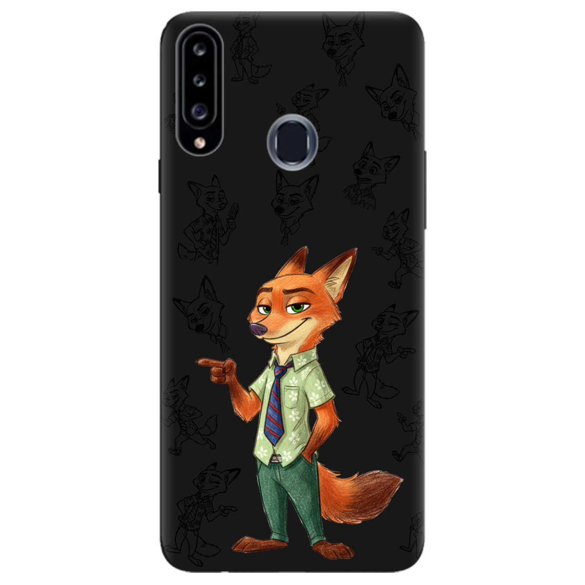 Чехол для Samsung Galaxy A20s черный матовый soft touch Зоотрополис Ник Nick - фото 1 - Чехлы для телефонов