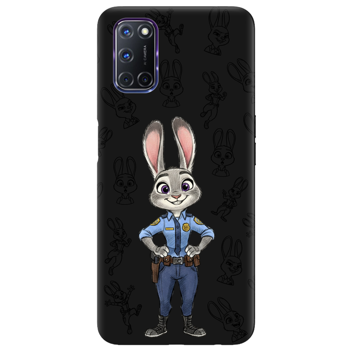 Чехол для Oppo A52/ A72/ A92 черный матовый soft touch Зоотрополис Джуди Judy - фото 1 - Чехлы для телефонов