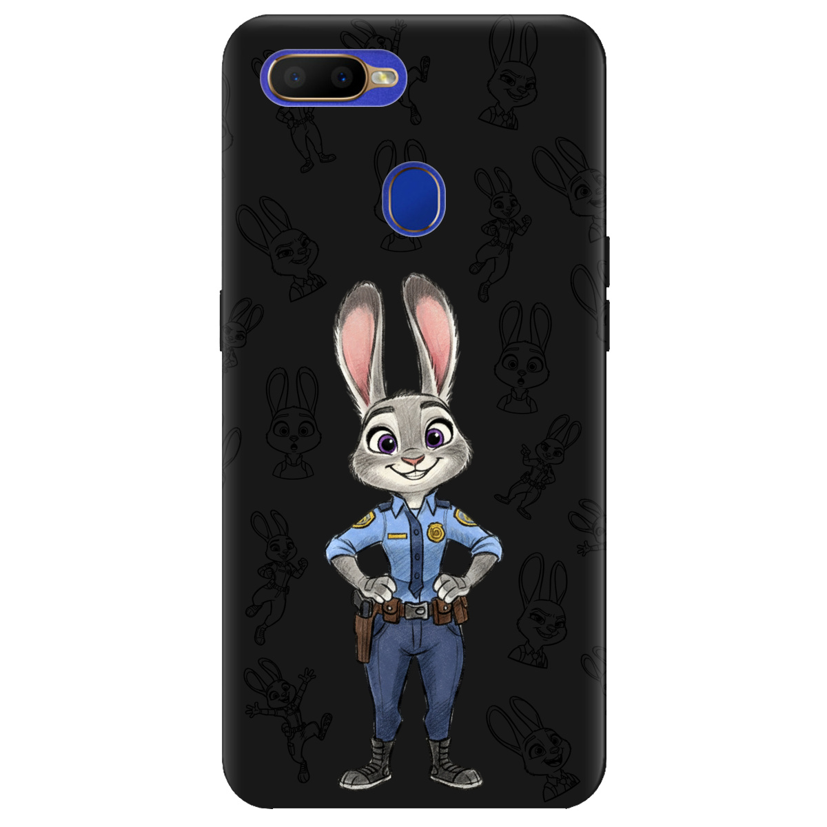 Чохол для Oppo A5s чорний матовий soft touch Зоотрополіс Джуді Judy - фото 1 - Чохли для телефонів