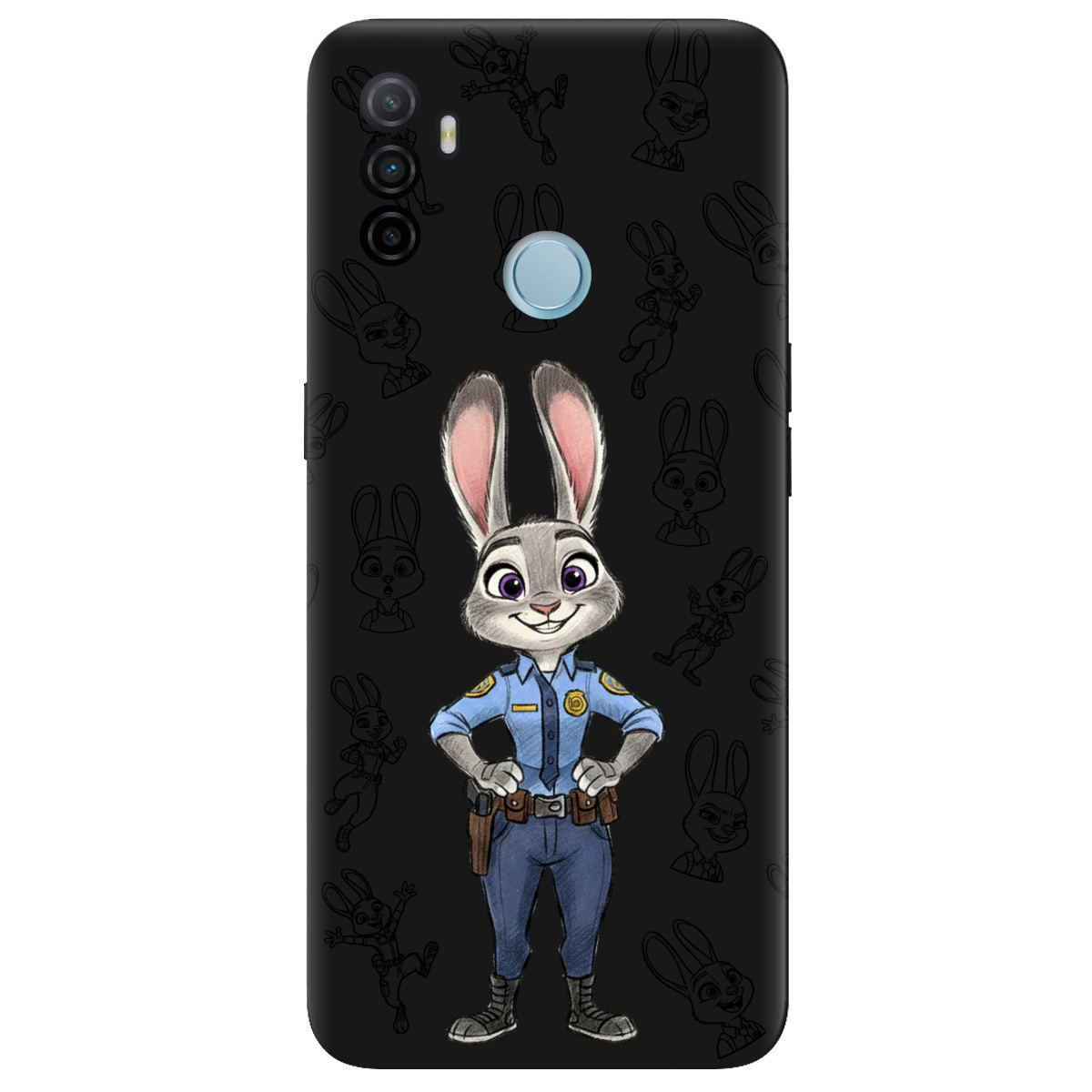 Чехол для Oppo A53/ A32/ A33 черный матовый soft touch Зоотрополис Джуди Judy - фото 1 - Чехлы для телефонов