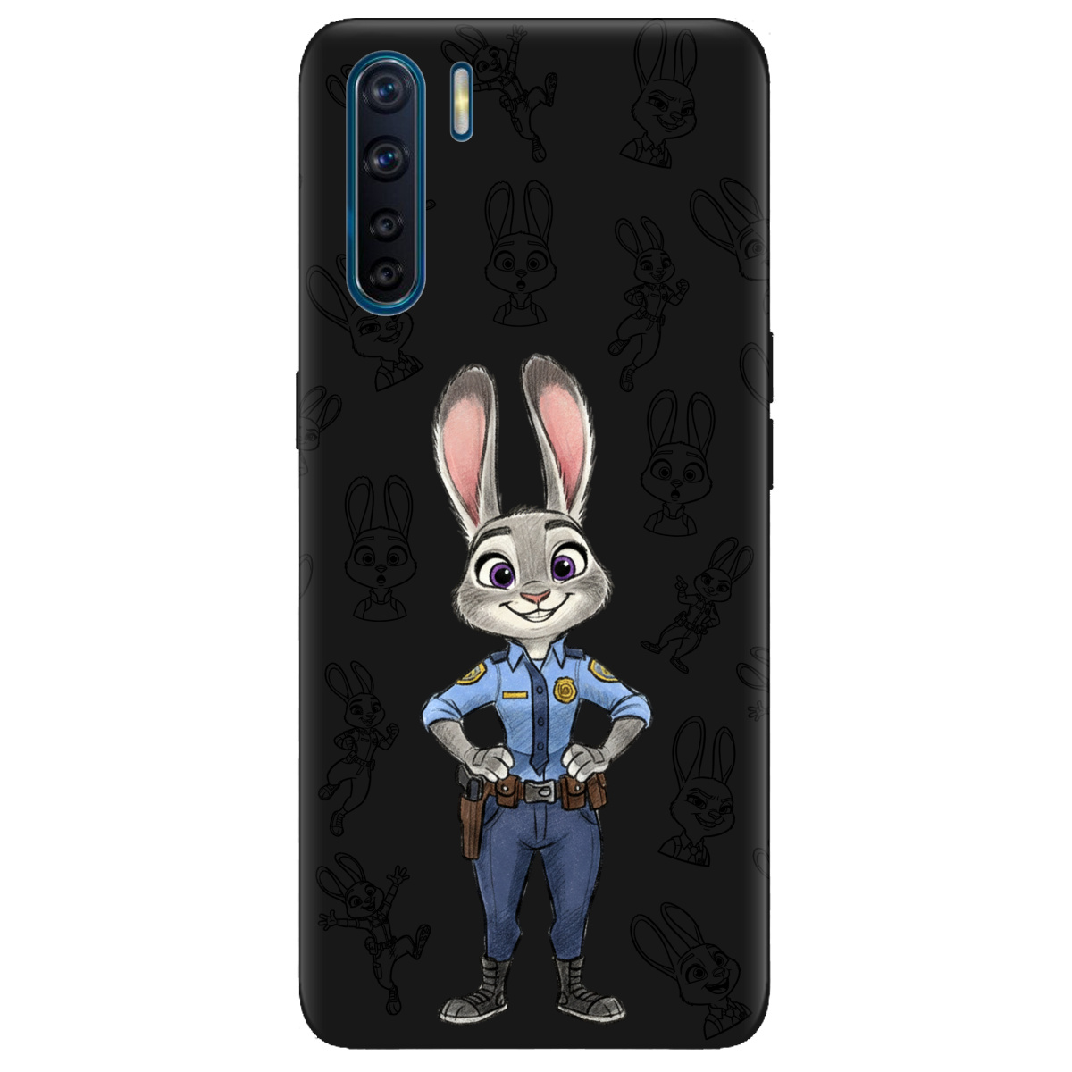 Чехол для Oppo A91 черный матовый soft touch Зоотрополис Джуди Judy - фото 1 - Чехлы для телефонов