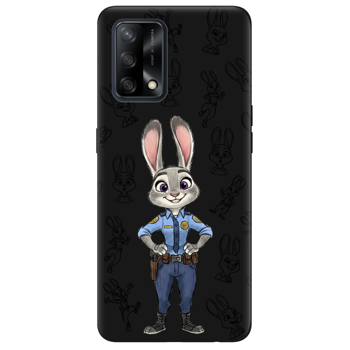 Чохол для Oppo A74 4G чорний матовий soft touch Зоотрополіс Джуді Judy - фото 1 - Чохли для телефонів