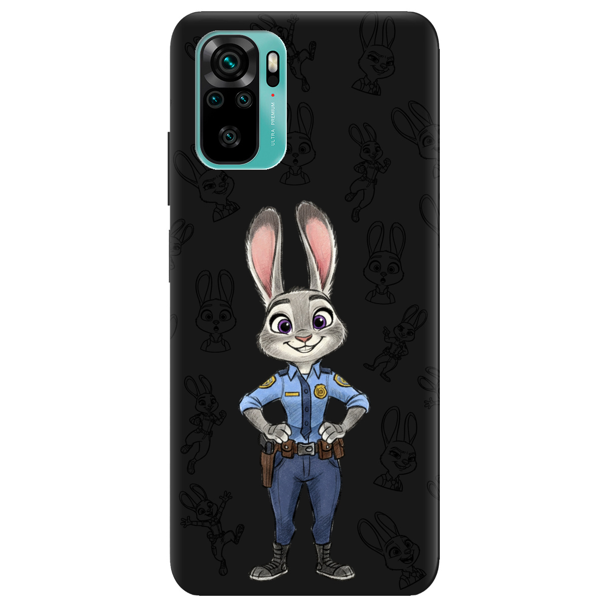 Чехол для Xiaomi Redmi Note 10s черный матовый soft touch Зоотрополис Джуди Judy - фото 1 - Чехлы для телефонов