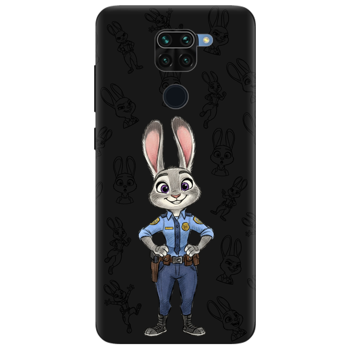 Чехол для Xiaomi Redmi Note 9 черный матовый soft touch Зоотрополис Джуди Judy - фото 1 - Чехлы для телефонов