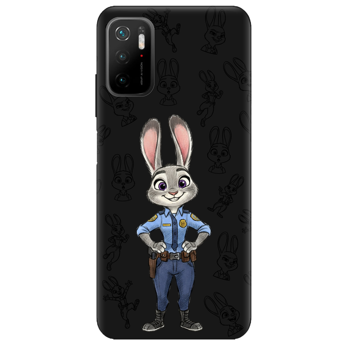 Чехол для Xiaomi Redmi Note 10 5G черный матовый soft touch Зоотрополис Джуди Judy - фото 1 - Чехлы для телефонов